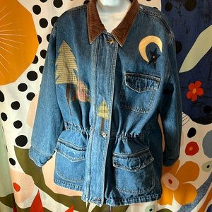 Vintage Jean Coat with Precious Appliqué Detail!